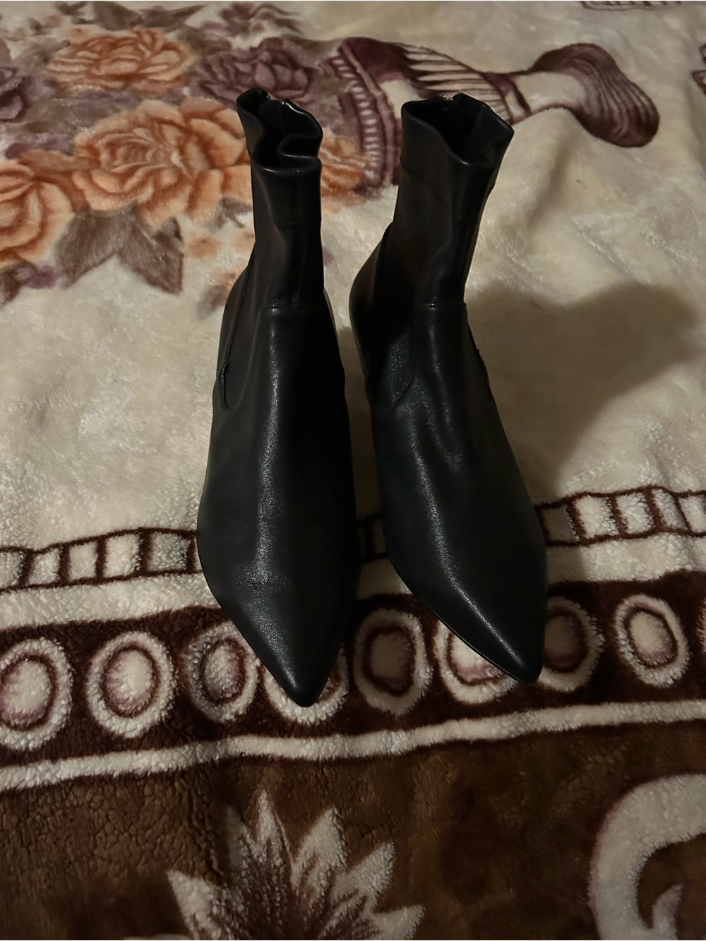 H&M Black Pointed Toe Sock Ankle Boots